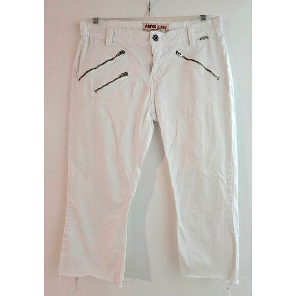 Women's White Guess Jeans Capri Stretch Jeans Size 28 - Picture 1 of 6